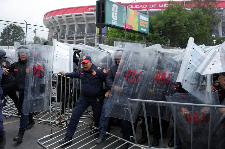 Protest march ahead of the opening match of the 2026 FIFA World Cup, in Mexico City
