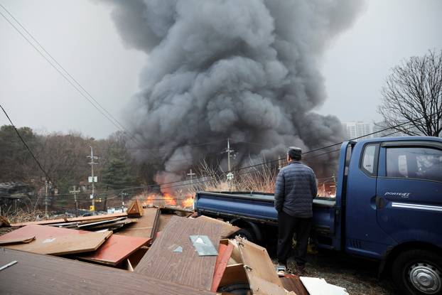 Fire at Guryong village, in Seoul