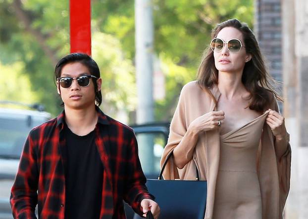 *EXCLUSIVE* Angelina Jolie and her son Pax grab lunch at Perch restaurant in Los Angeles