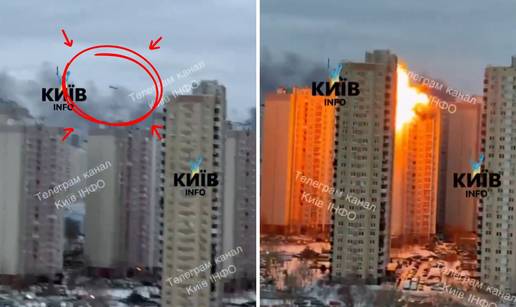 VIDEO Dramati&ccaron;ne snimke iz Kijeva: Ovo je trenutak udara projektila u stambenu zgradu!