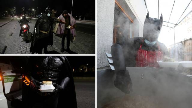 Neznanac prerušen u Batmana kuha beskućnicima u Santiagu