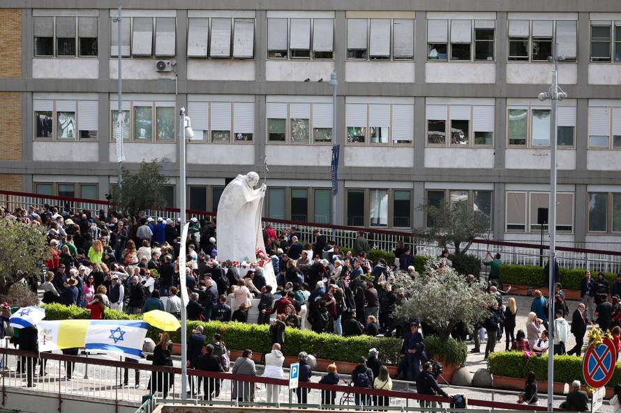Pope Francis' first public appearance in five weeks on the day of his discharge from Gemelli Hospital, in Rome