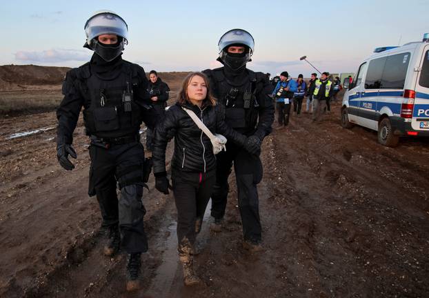 Protest against the expansion of the Garzweiler open-cast lignite mine of Germany's utility RWE to Luetzerath