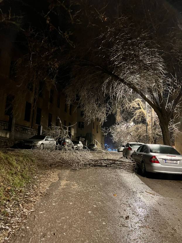 FOTO Ledena kiša 'smrznula' Knin. Padaju i stabla: 'Sve se ledi. Ne mogu se vrata otvoriti'