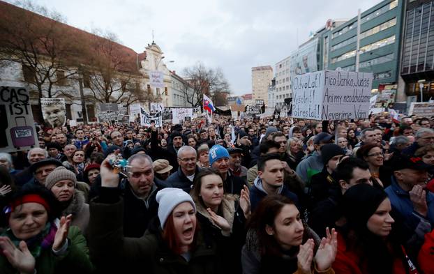 Rally in reaction to the murder of Slovak investigative reporter Jan Kuciak is held in Bratislava