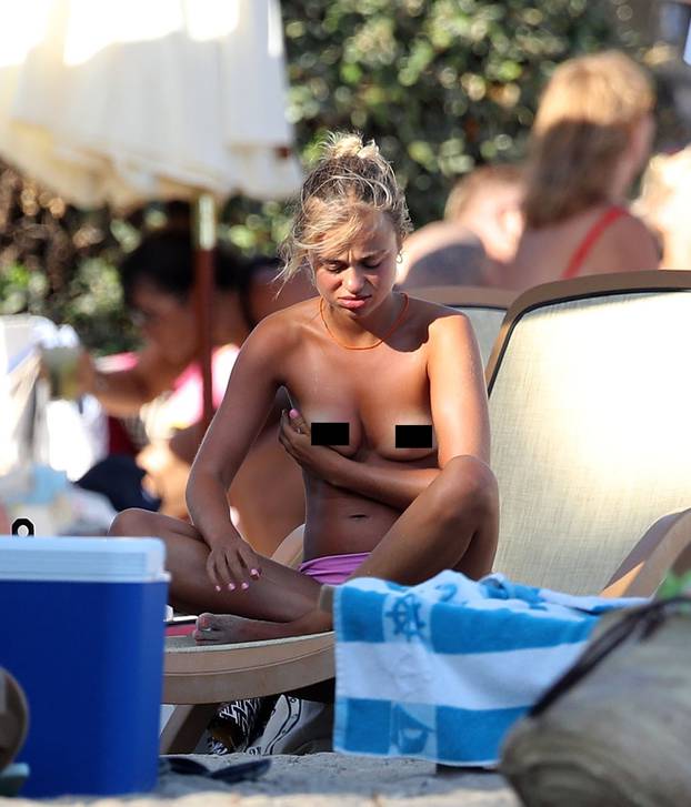 *PREMIUM-EXCLUSIVE* NOT AVAILABLE FOR ONLINE USE-MUST CALL FOR PRICING BEFORE USAGE-38th in the line of succession to the British throne Lady Amelia Windsor goes Topless while on Holiday in Ibiza