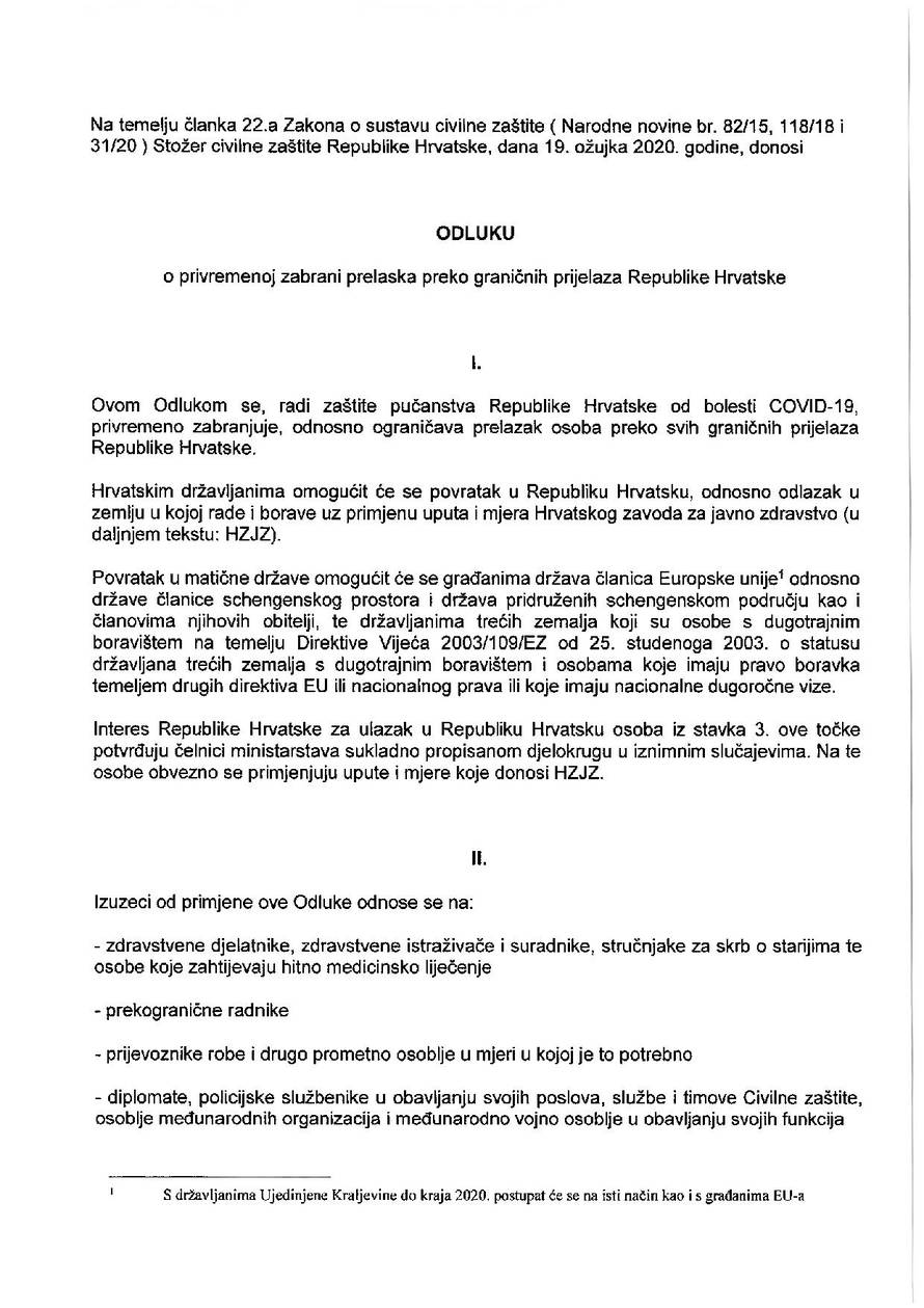 Nema okupljanja s više od pet ljudi, nema prelazaka granica!