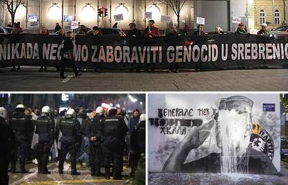 Stigli su s porukama 'Nećemo zaboraviti genocid', na njih krenuli navijači Partizana
