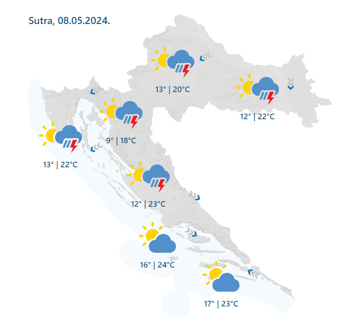 Grmljavinsko nevrijeme u više regija, za jednu moguća i tuča!