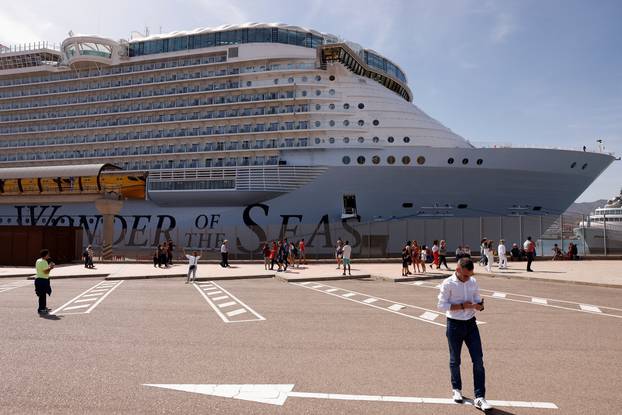 FILE PHOTO: The 'Wonder of the Seas' cruise ship is docked at a port in Malaga