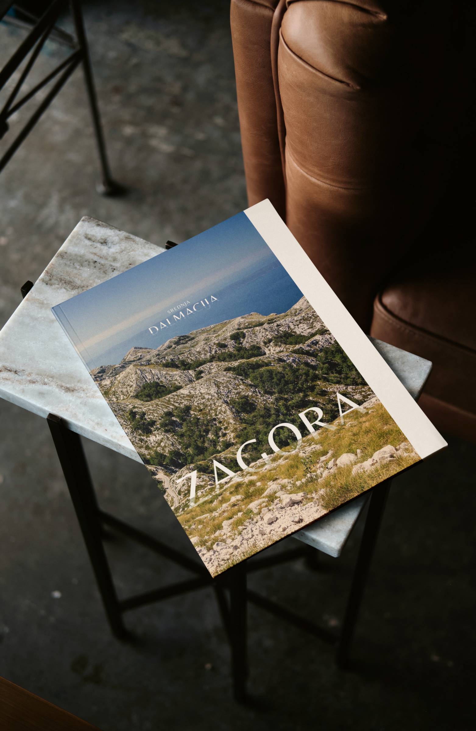 Free Magazine on Marble Table Mockup