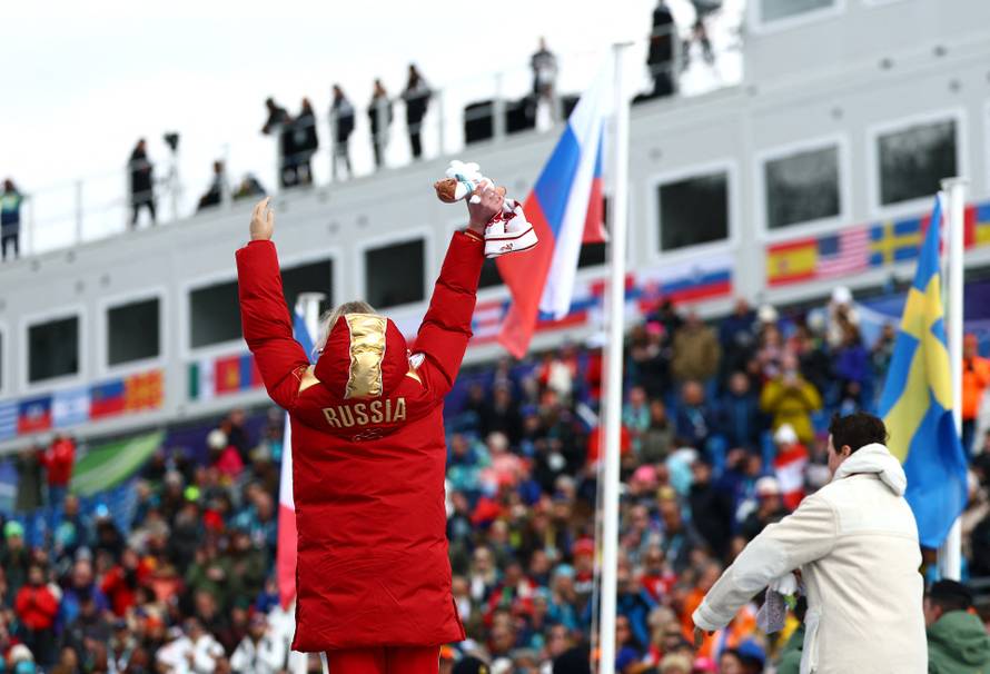 Para Alpine Skiing - Women's Super-G Standing Victory Ceremony