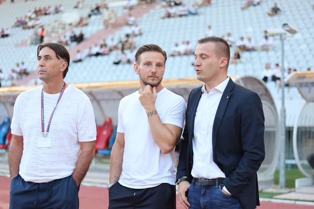 Zagrijavanje nogometa&scaron;a Hajduka i Lokomotive uo&ccaron;i po&ccaron;etka utakmice 8. kola SuperSport HNL-a