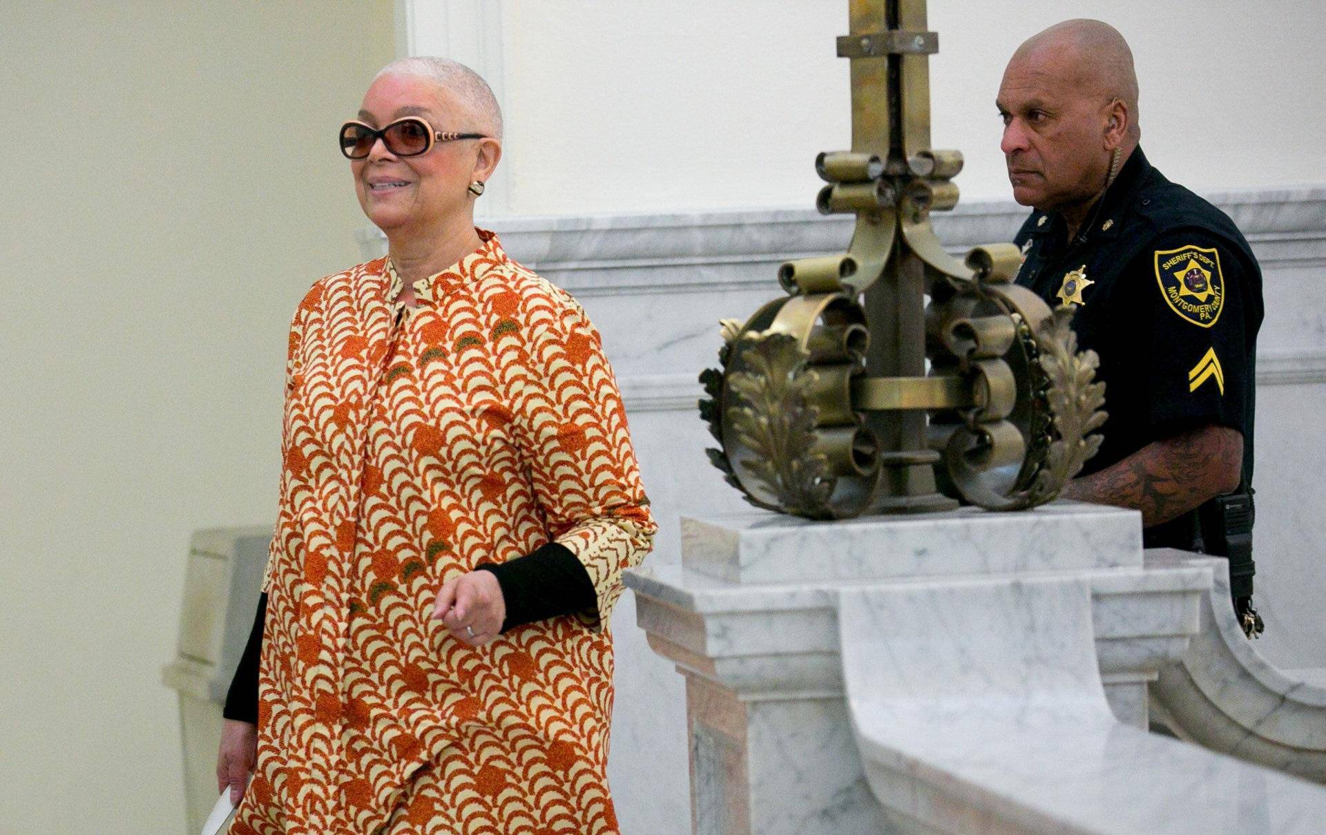 Camille Cosby arrives at the Montgomery County Courthouse in Norristown