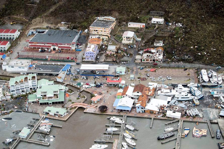 View of the aftermath of Hurricane Irma on Sint Maarten Dutch part of Saint Martin island in the Carribean