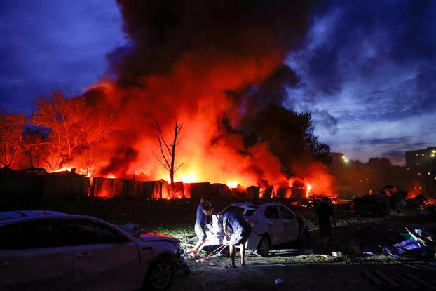 Aftermath of Russian missile and drone attack in Kyiv
