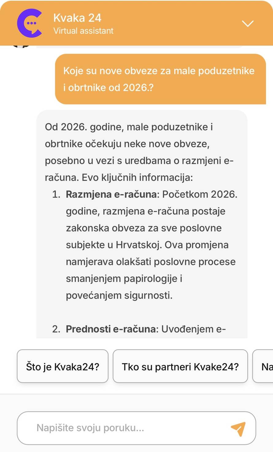 Imate nedoumice o poslovanju? Odgovor potražite od digitalnog savjetnika platforme Kvaka24!