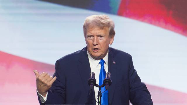 Former US President Donald J. Trump speaks at the Pray Vote Stand Summit