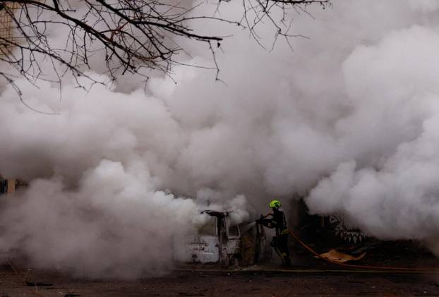 Aftermath of a Russian missile and drone attack, in Kyiv