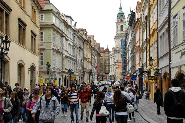 Shopping street in Prague, Czech Republic