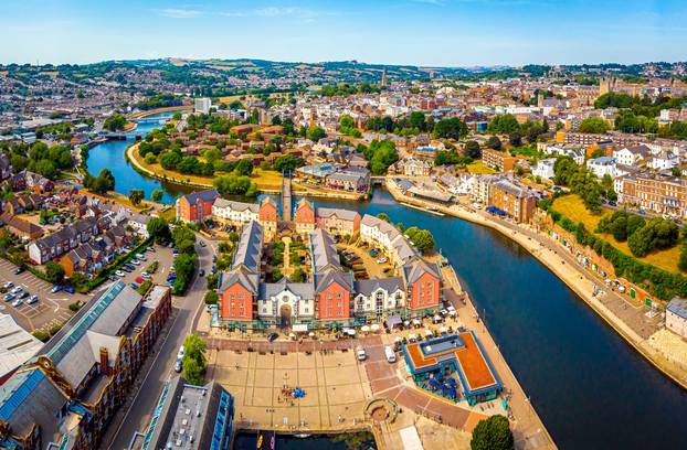 Aerial view of Exeter in summer day