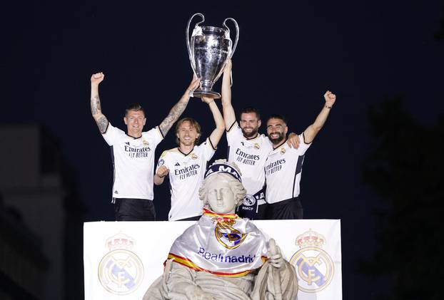 Real Madrid celebrate winning the Champions League