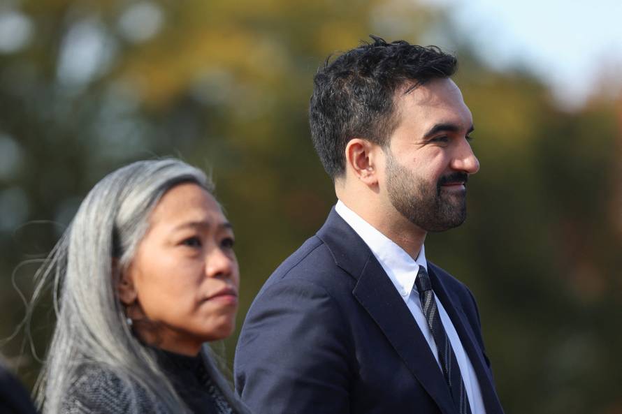 New York City mayor-elect Zohran Mamdani holds a press conference in the Queens borough of New York City