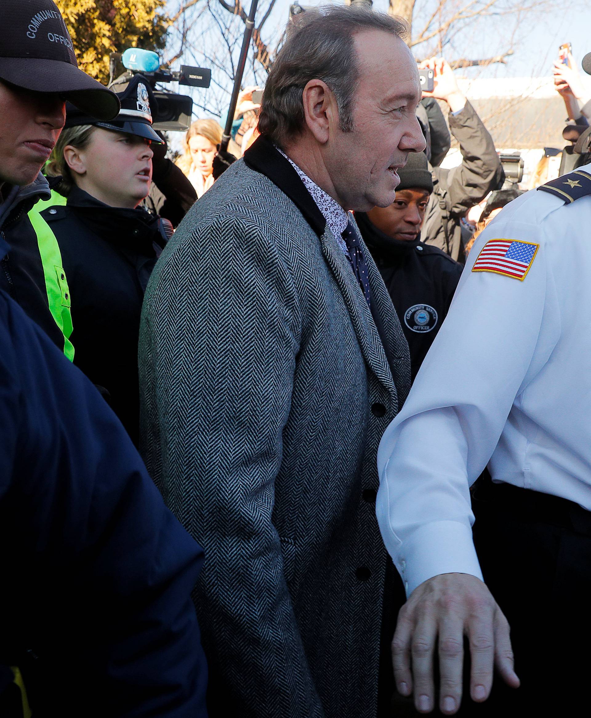 Actor Kevin Spacey departs after being arraigned on a sexual assault charge at Nantucket District Court in Nantucket