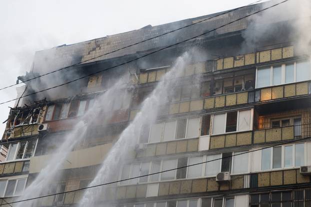 Aftermath of a Russian drone and missile attack in Kyiv