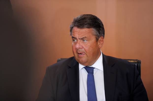 German Economy Minister Gabriel attends the cabinet meeting at the Chancellery in Berlin