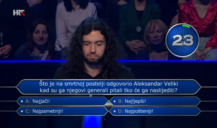Juraj se u 'Milijunašu' zbunio na pitanju o hrvatskoj himni. Znate li vi koji je točan odgovor?