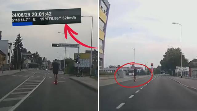 VIDEO Opasni slalom cestama Zagreba. Jurio na romobilu 50 km/h,  nije se sjetio ni kacige...