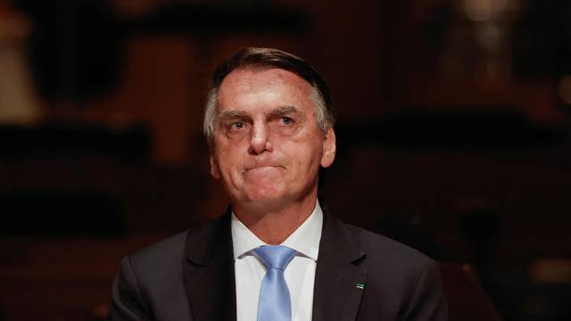 Brazil’s former President Jair Bolsonaro attends an event at the Municipal Theatre in Sao Paulo