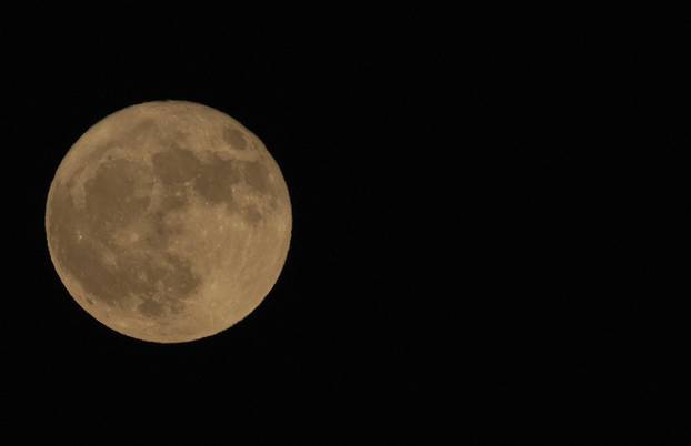 A supermoon is seen in the sky in Beirut