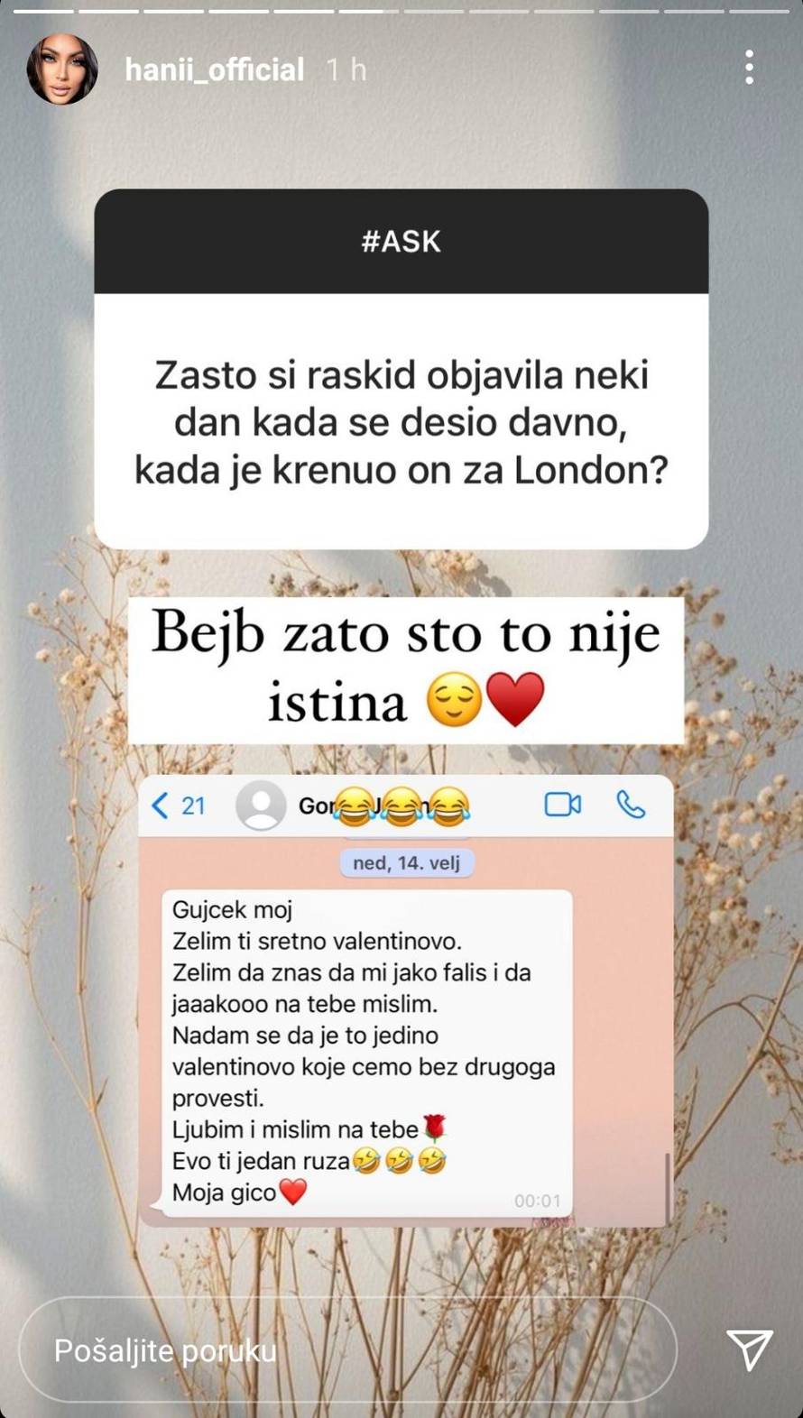 Hana se požalila: 'Goran je sve ovo napravio zbog publiciteta. Još za Valentinovo mi je tepao'