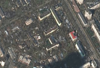 A satellite image shows children’s hospital and medical buildings before reported bombing in Mariupol