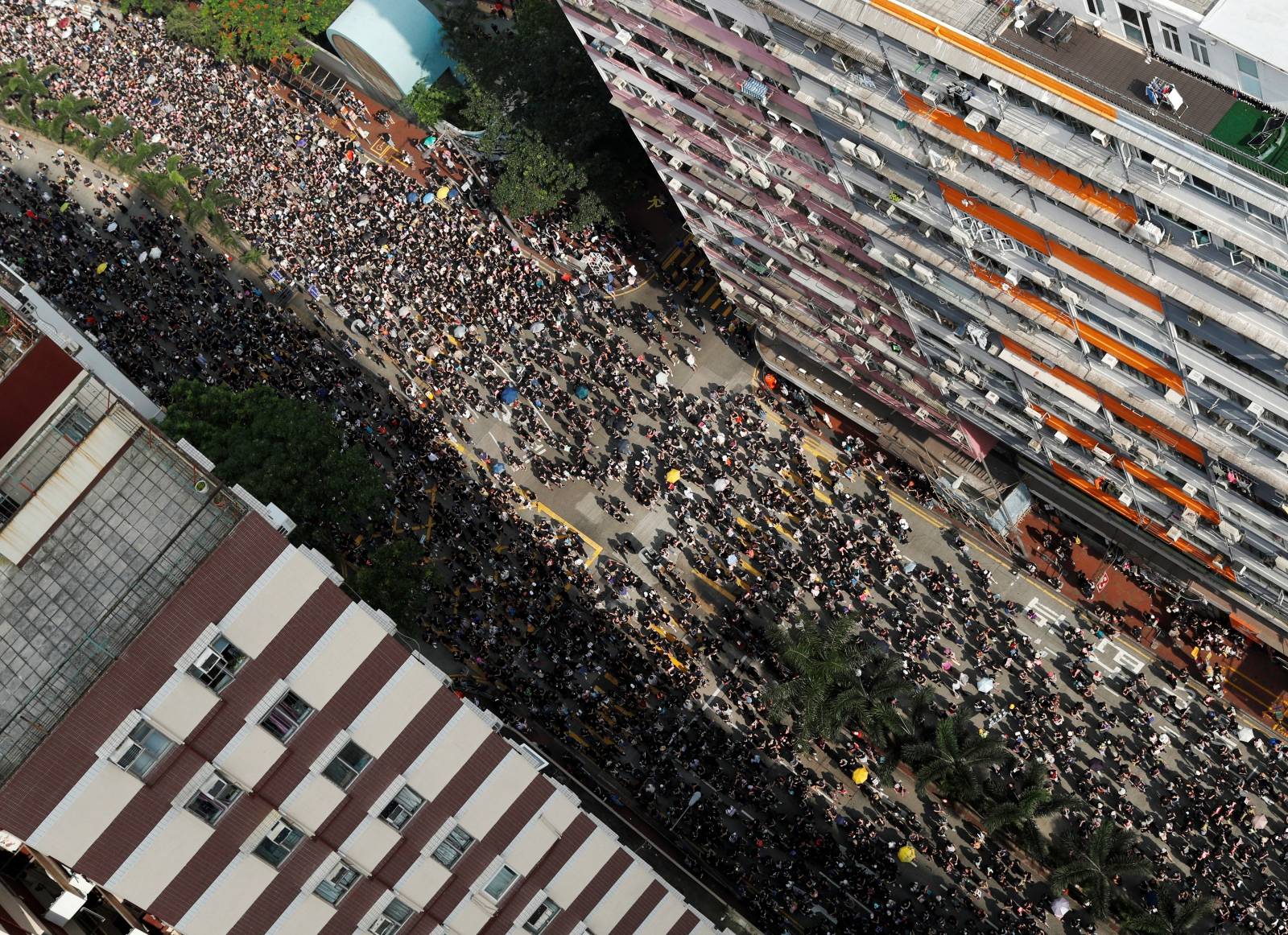 Demonstration demanding Hong Kong's leaders to step down and withdraw the extradition bill, in Hong Kong