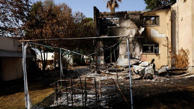 Aftermath of a deadly infiltration by Hamas gunmen in Kibbutz Beeri