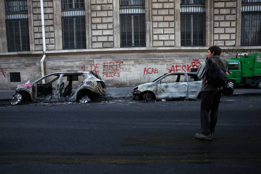 Aftermath of clashes during a national day of protests against the cost of living and rising fuel prices, in Paris