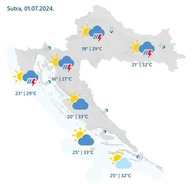 Olujno nevrijeme, grmljavina, kiša i vrućine. Na snazi alarmi