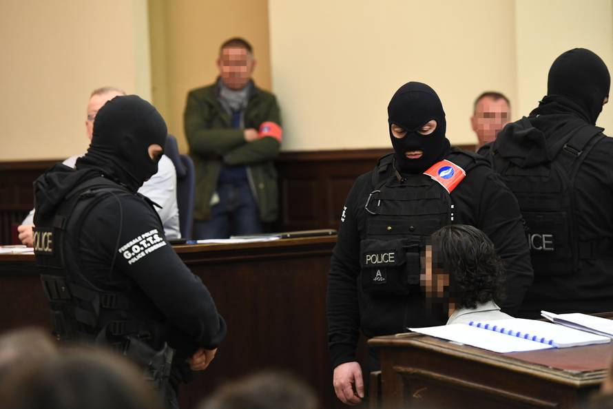 Salah Abdeslam, one of the suspects in the 2015 Islamic State attacks in Paris, appears in court during his trial in Brussels