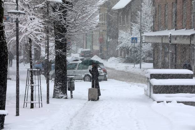 Delnice: Snijeg i jak vjetar otežavaju promet