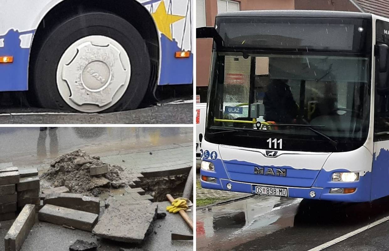 VIDEO U Osijeku bus pao u rupu