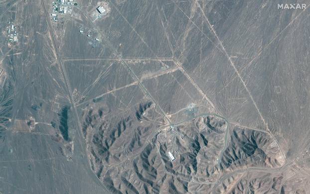 A satellite image shows an overview of the Fordow fuel enrichment facility, near Qom