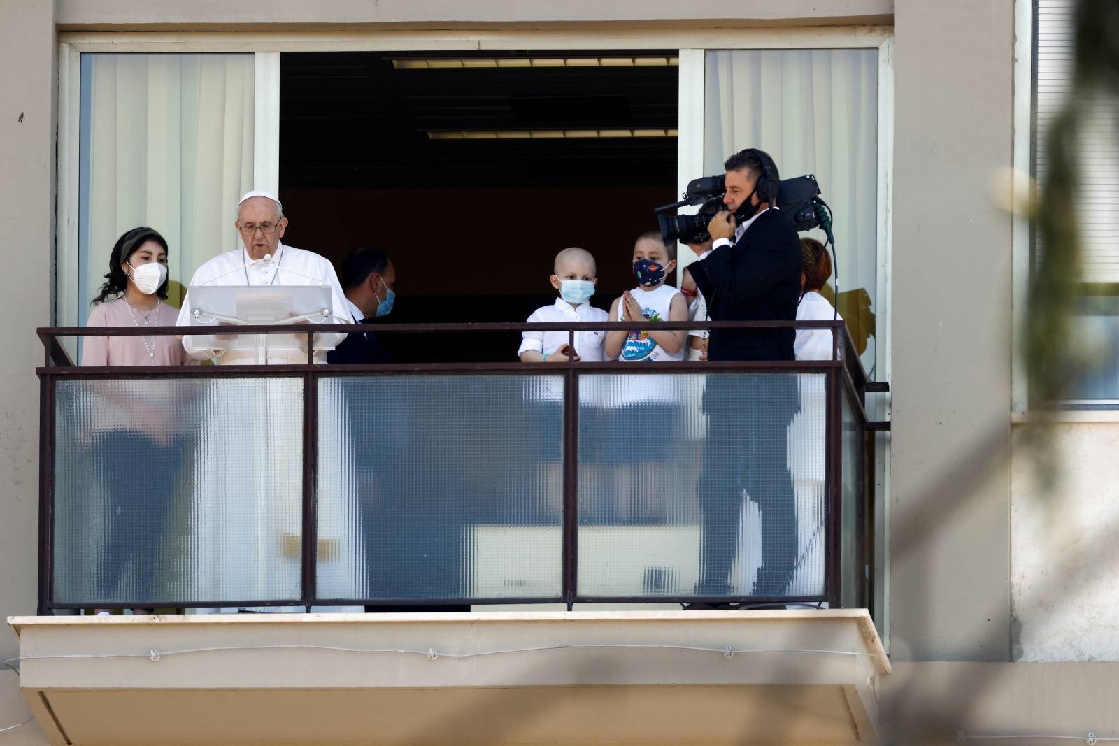 Pope Francis leads the Angelus prayer from Gemelli hospital in Rome