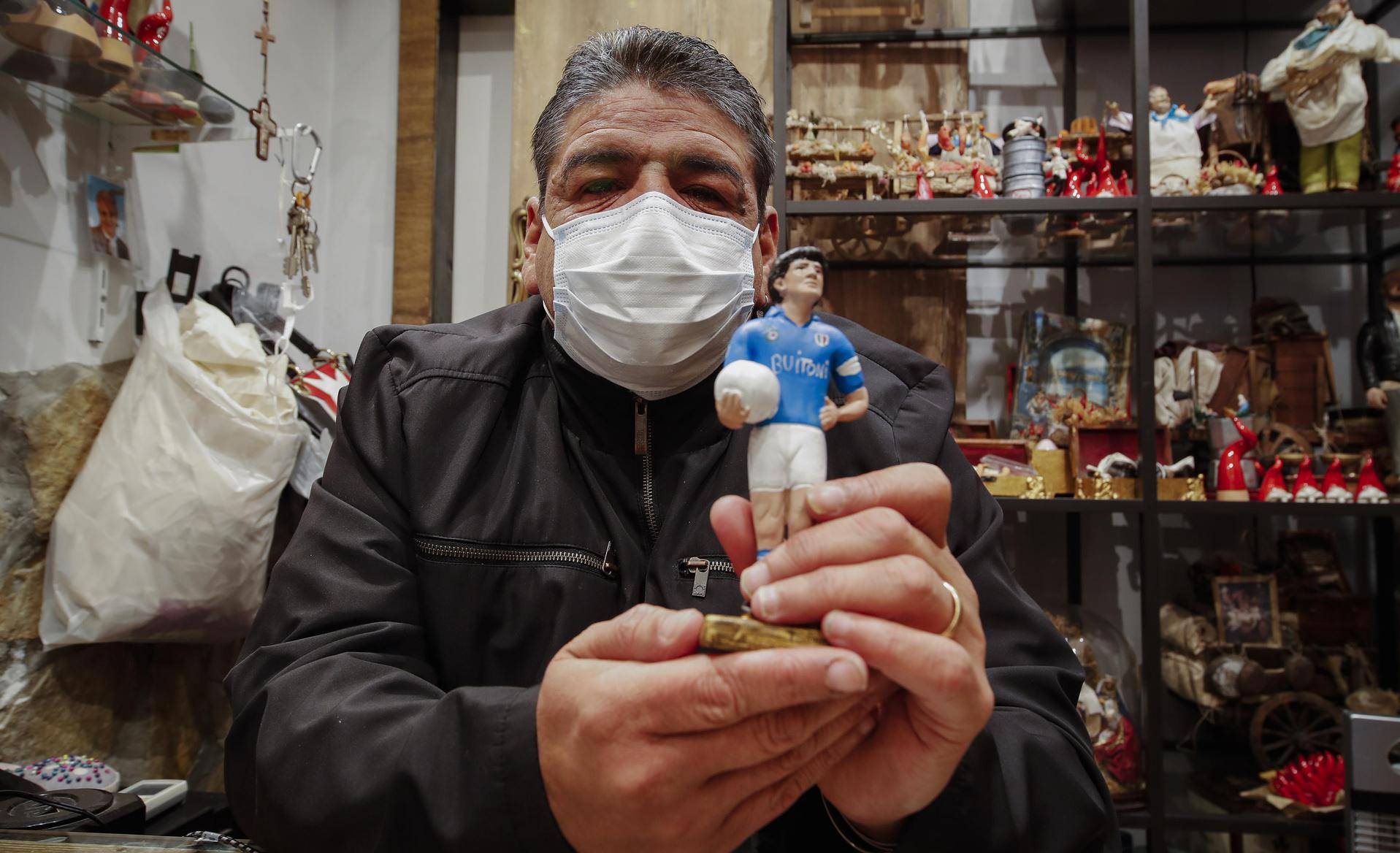 Hugo Maradona brother of Diego Armando Maradona attends in San Gregorio Armeno, the famous Neapolitan street of crib artisans, at the opening ceremony of the craft shops symbolizing Christmas shopping.