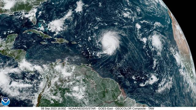 FILE PHOTO: Hurricane Lee churns towards the Caribbean after intensifying into a major storm