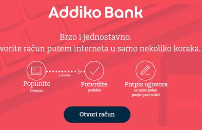 Addiko Bank: Otvaranje tekućeg računa putem interneta