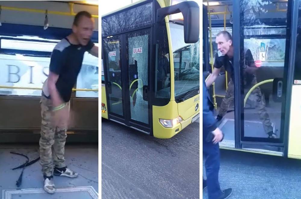 Divljak koji je razbijao autobus u Solinu dobio kaznenu prijavu