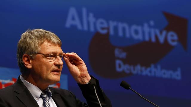 Meuthen, candidate in Baden-Wuerttemberg of the anti-immigration party Alternative for Germany (AfD) speaks at the AfD congress in Stuttgart